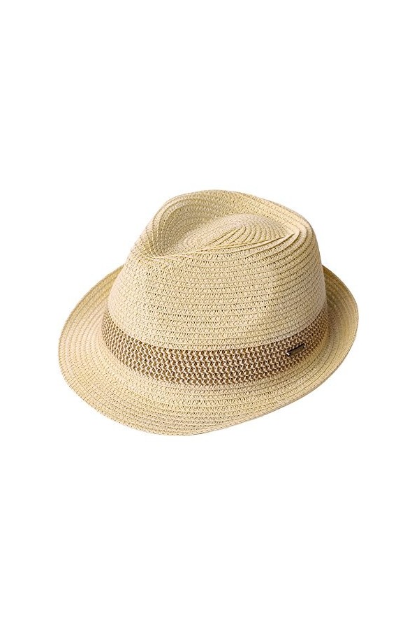 Comhats Chapeau Fedora de paille 16010, Beige - coquillage beige 93563 moyen, M