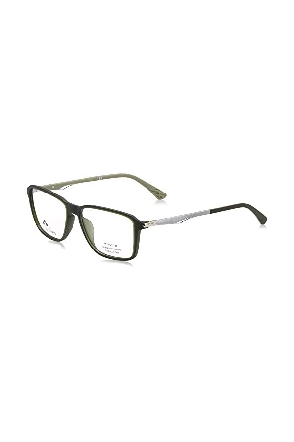 Police VPLF05 Sunglasses, Semi Matt Dark Green, 54 Unisex