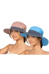 Chapeau de soleil pour femme avec protection UV,Chapeau de pêche à large bord,Chapeau dété pour la plage, la queue de cheval