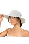 Chapeau de soleil pour femme avec protection UV,Chapeau de pêche à large bord,Chapeau dété pour la plage, la queue de cheval