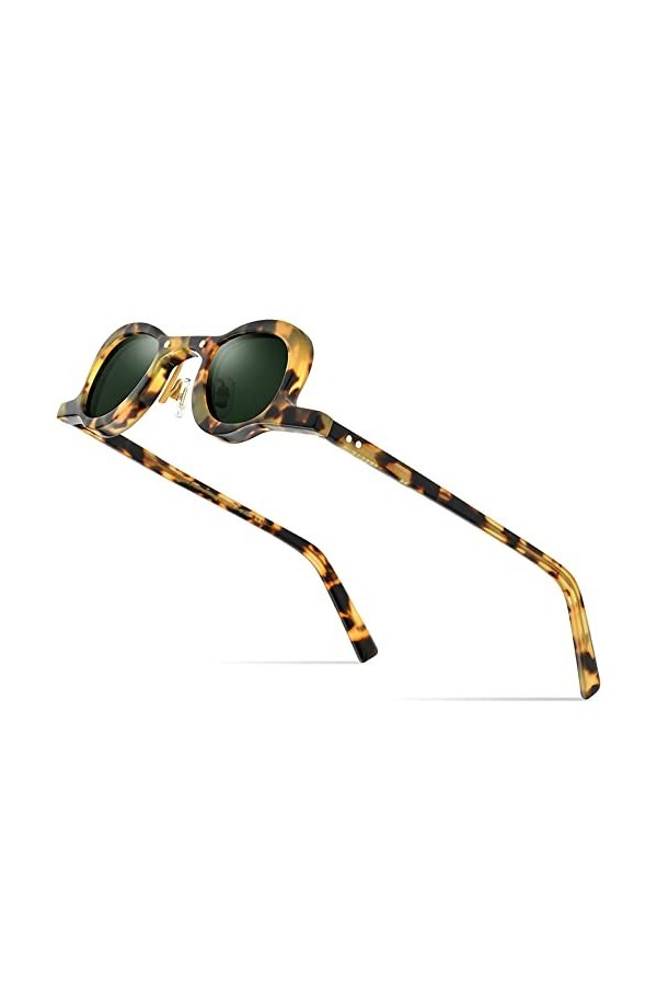 HCHES Lunettes de soleil polarisées pour hommes rétro vintage petites lunettes de soleil rondes ovales pour femmes Shades, 8,