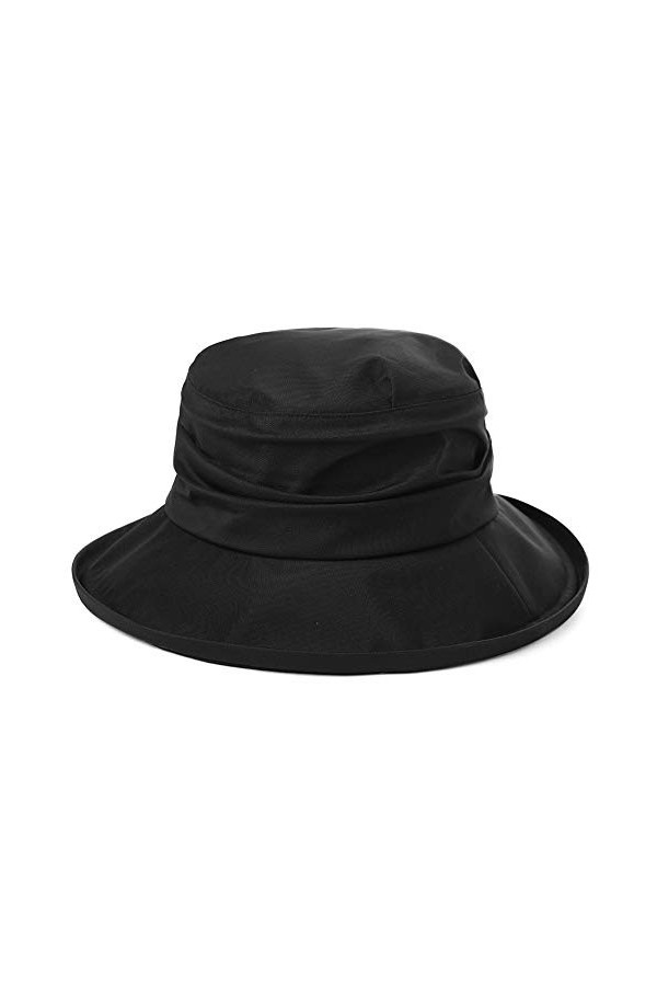 Comhats Chapeau cloche imperméable pour femme - Protection UV - Chapeau de soleil dextérieur, 00737_Noir, M