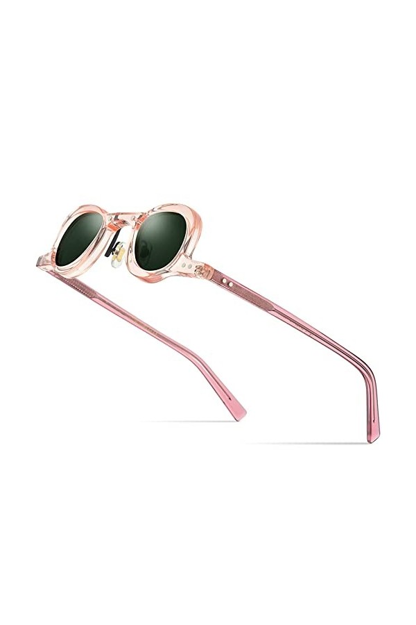 Lunettes de soleil polarisées en acétate Hommes Rétro Vintage Petites lunettes de soleil rondes ovales pour femmes Nuances,Ro