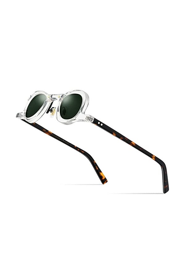 Lunettes de soleil polarisées en acétate Hommes Rétro Vintage Petites lunettes de soleil rondes ovales pour femmes Nuances,Ro