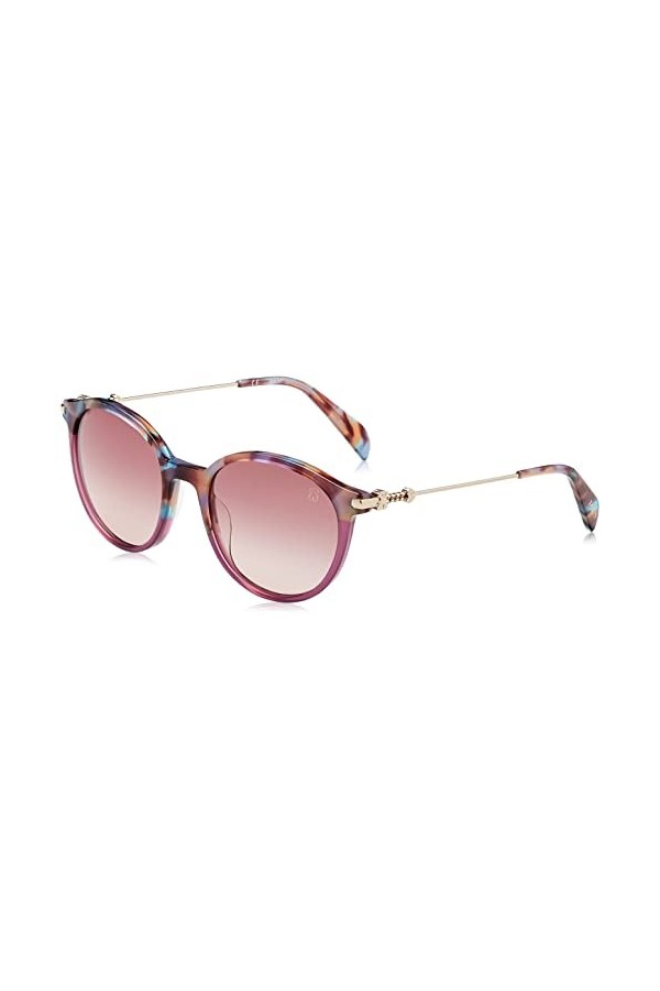 Tous Stob41 Lunettes de Soleil, Shiny Havana + Azure, 51 Femme