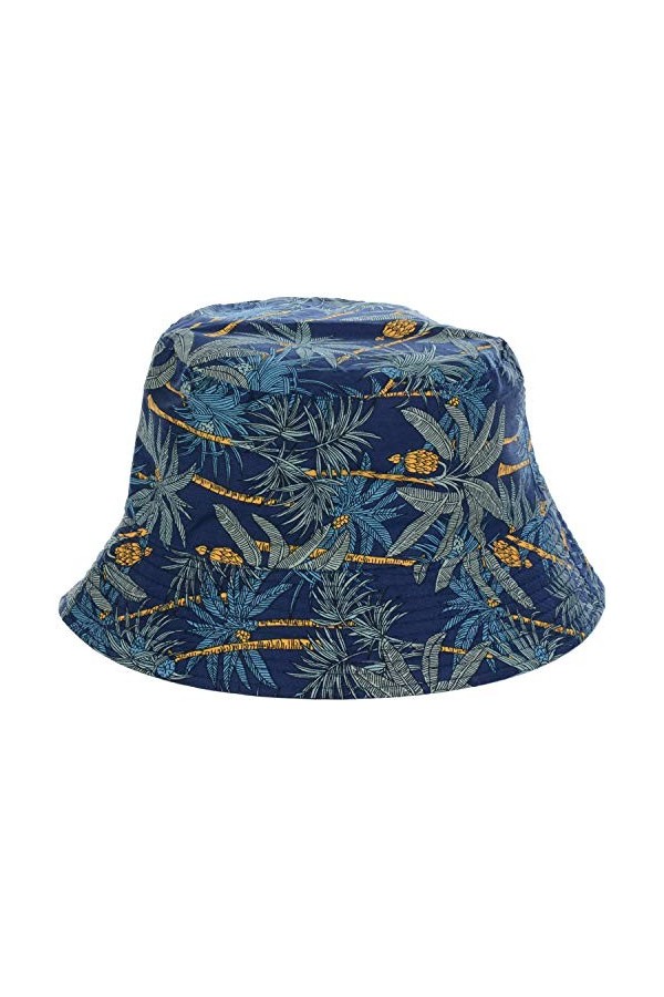 BYOS Chapeau de soleil réversible Motif pêcheur Noir - Bleu - Taille unique