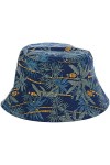 BYOS Chapeau de soleil réversible Motif pêcheur Noir - Bleu - Taille unique