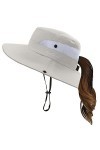 Chapeau de soleil pour femme - Chapeau de pêche en queue de cheval - Chapeau de plage - Protection UV - Chapeau pliable pour 