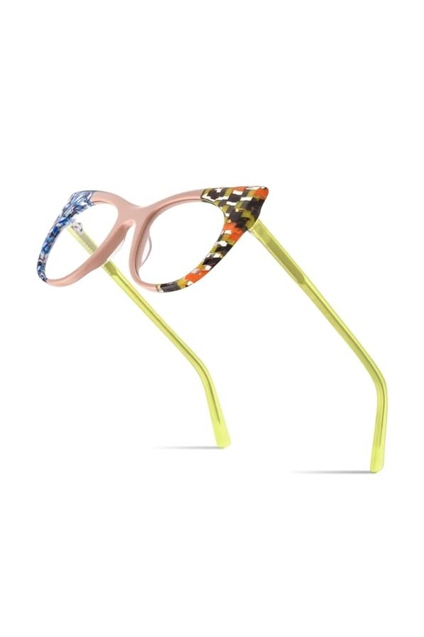 HCHES Lunettes en acétate multicolores monture femmes lunettes oeil de chat lunettes oeil de chat, 4, taille unique