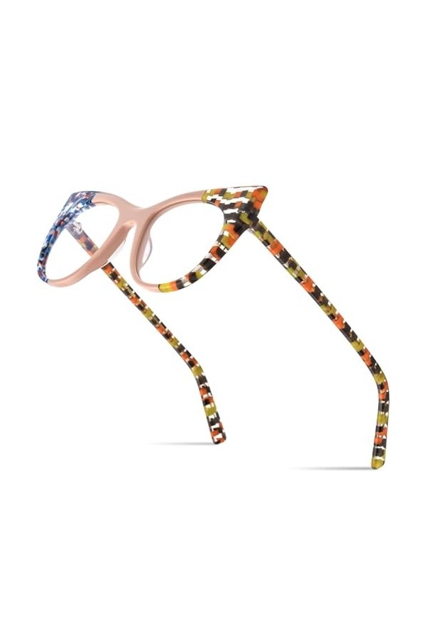 HCHES Lunettes en acétate multicolores monture femmes lunettes oeil de chat lunettes oeil de chat, 4, taille unique