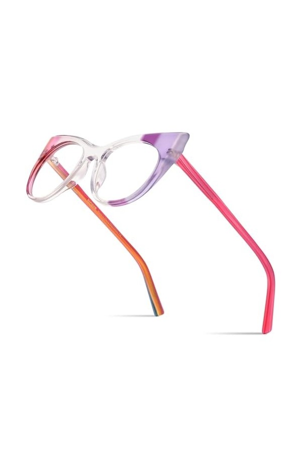 HCHES Lunettes en acétate multicolores monture femmes lunettes oeil de chat lunettes oeil de chat, 4, taille unique