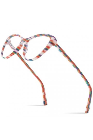 HCHES Lunettes en acétate à carreaux colorés monture femmes lunettes oeil de chat lunettes pour dames, 4, taille unique