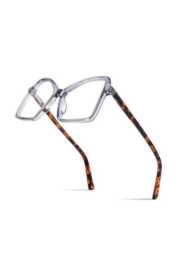 HCHES Lunettes en acétate multicolores monture femmes super taille lunettes de vue œil de chat, 3, taille unique