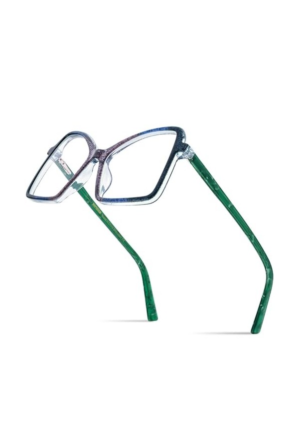 HCHES Lunettes en acétate multicolores monture femmes super taille lunettes de vue œil de chat, 3, taille unique