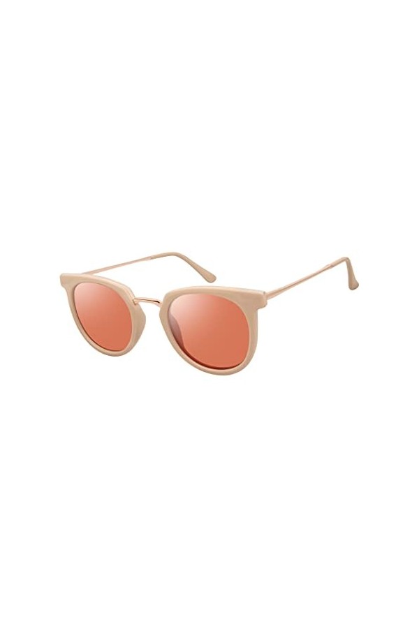 Tahari Lunettes de soleil rondes Th713 en métal 100 % protection UV pour femme Cadeau élégant 48 mm, Nude., 49 mm