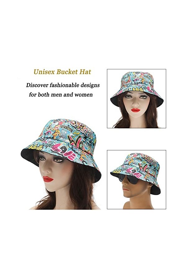 ZLYC Chapeau de soleil unisexe motif forêt tropicale avec motif floral, Art de rue bleu, taille unique
