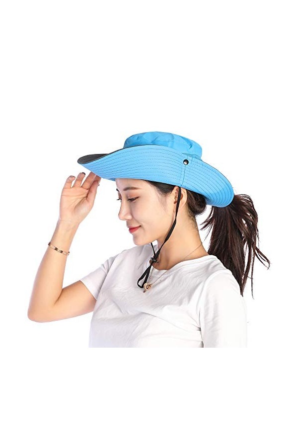VICSPORT Femmes Chapeau De Soleil Large Bord Seau Mesh Boonie Chapeaux Pêche en Plein Air Protection UV