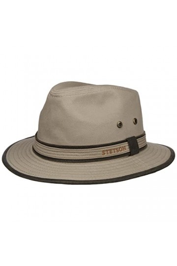 STETSON Chapeau Ava Cotton Anti-UV Femme/Homme - en Coton dété Traveller avec Passepoil Printemps-été - L 58-59 cm Beige