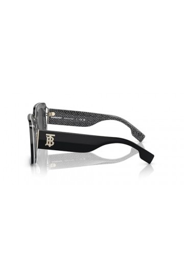 BURBERRY BE4327 - 397787 Lunettes de soleil Noir/Print Tb/Crystal avec Gris foncé 51 mm, Noir, 51 mm, Noir