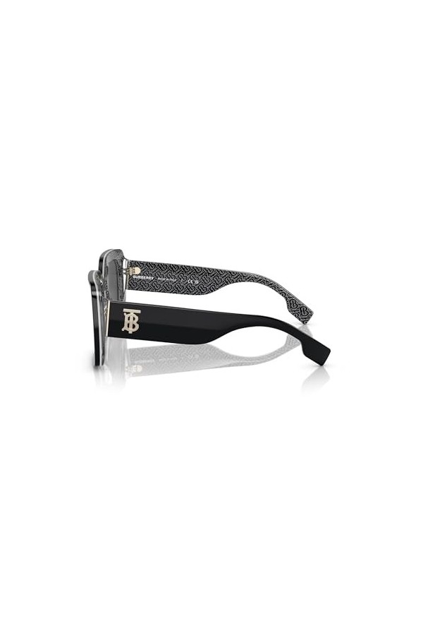 BURBERRY BE4327 - 397787 Lunettes de soleil Noir/Print Tb/Crystal avec Gris foncé 51 mm, Noir, 51 mm, Noir
