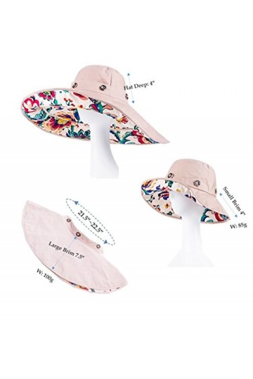 iHomey Chapeau de Soleil, Capeline, Large Bord décapotable, réversible UPF 50 + bob Contre Le Soleil pour Plage. Beige-A 