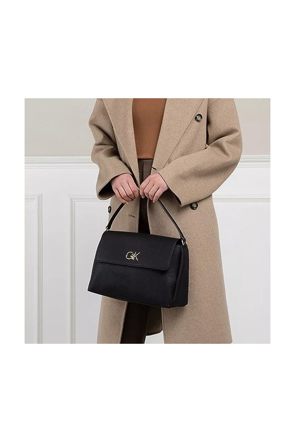 Calvin Klein Sac Femme Re-Lock Tote Flap Fermeture Éclair, Noir Ck Black , Taille Standard