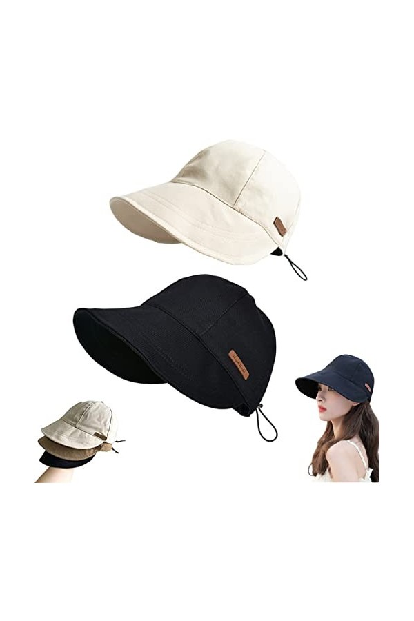 MAIMiao Chapeau de Protection UV sans Maquillage,Chapeau de Soleil pour Femmes,Chapeau de Soleil UPF50+ pour Femmes A-2pcs 