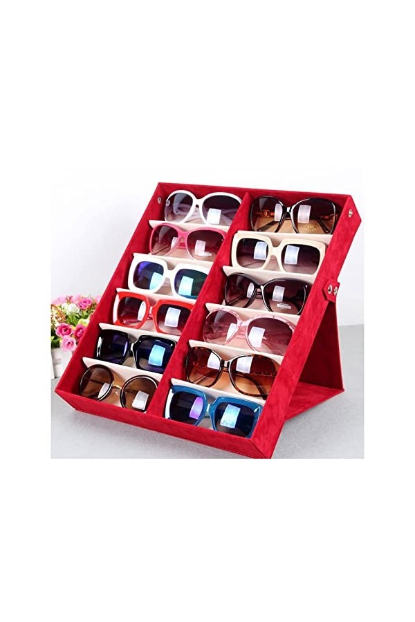 Support de Lunettes de Soleil Plateau de Lunettes Debout Vitrine de Lunettes de Soleil Boîte de Rangement de Lunettes 12 empl