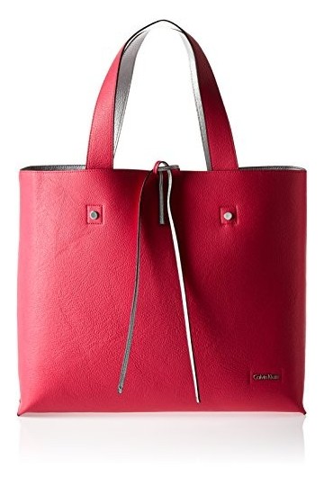 Calvin Klein STEF Reversible Tote, Sac Femme, Rose Bright Rose , 18x34x29 cm b x h x t 