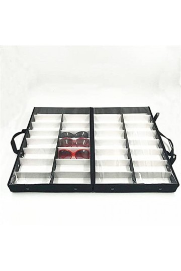 LNCHJUN Vitrine de Lunettes de Soleil PVC Couvercle Transparent Portable 32 Paires de Lunettes de Soleil STALLES STALLES Verr