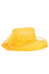 YILEEGOO Chapeau de soleil dété en organza pour femme avec dentelle et fleur à large bord pour léglise, les fêtes, les mari