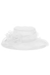 YILEEGOO Chapeau de soleil dété en organza pour femme avec dentelle et fleur à large bord pour léglise, les fêtes, les mari