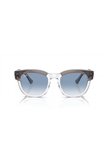 Ray-Ban Lunettes de soleil unisexes Rb0298s Mega Hawkeye, Gris sur transparent/bleu dégradé transparent, 53 mm