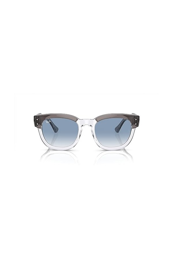 Ray-Ban Lunettes de soleil unisexes Rb0298s Mega Hawkeye, Gris sur transparent/bleu dégradé transparent, 53 mm