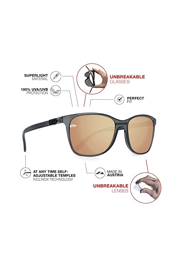 Gloryfy unbreakable eyewear Gi27 Hitchhiker Select - Lunettes de Soleil incassables, Loisir, Sport, Homme, Femme, Protectio