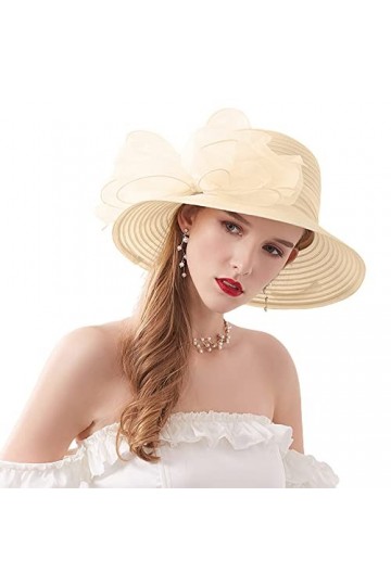 Naimo Femmes Chapeau Organza Église Kentucky Derby Fascinator Large Bord Fleur Chapeau de Mariage Tea Party Mariage Chapeaux 