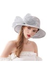 Naimo Femmes Chapeau Organza Église Kentucky Derby Fascinator Large Bord Fleur Chapeau de Mariage Tea Party Mariage Chapeaux 