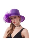 Naimo Femmes Chapeau Organza Église Kentucky Derby Fascinator Large Bord Fleur Chapeau de Mariage Tea Party Mariage Chapeaux 