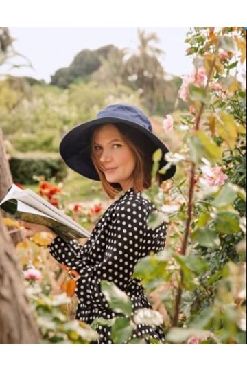 Comhats Siggi Chapeau d’été pliable pour femme avec bord large SPF UPF50+ - Bleu - Medium