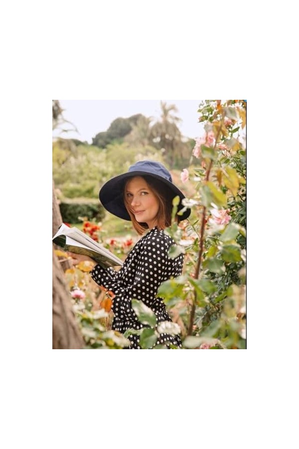 Comhats Siggi Chapeau d’été pliable pour femme avec bord large SPF UPF50+ - Bleu - Medium