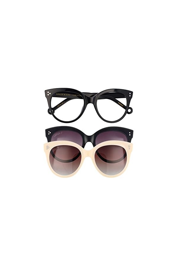 Hally & Son Hs858c01 Lunettes de Soleil, Noir, 53 Femme