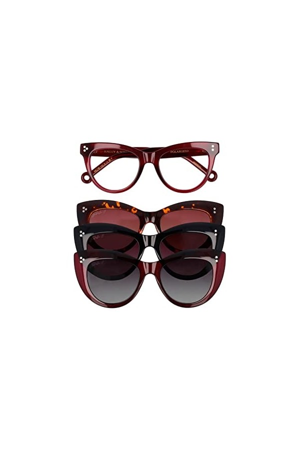Hally & Son HS805V04 Lunettes de Soleil, Burgundy, 50 Femme