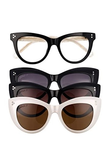 Hally & Son HS805V05 Lunettes de Soleil, Black-White, 50 Femme