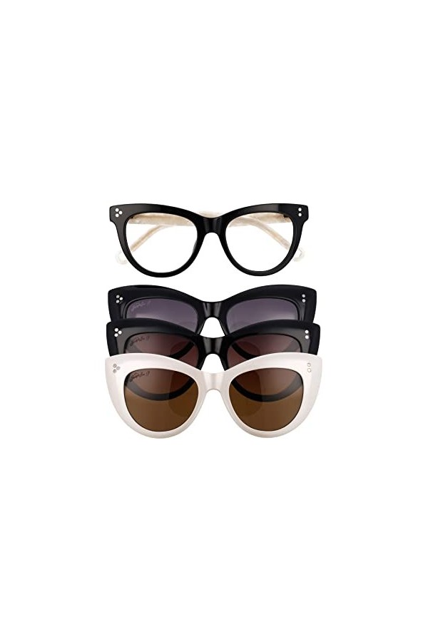 Hally & Son HS805V05 Lunettes de Soleil, Black-White, 50 Femme