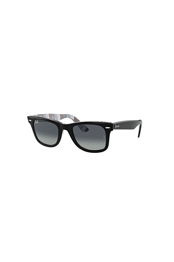 Ray-Ban Rb2140 Wayfarer Lunettes de Soleil, Noir sur Chevron Gris/Bordeaux, 54 Mixte Adulte