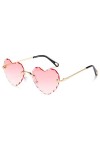 DieffematicTYJ Lunette De Soleil Lunettes de Soleil sans Chasse Lunettes de Soleil à la Tendance Sunglasses en Forme de cœur 
