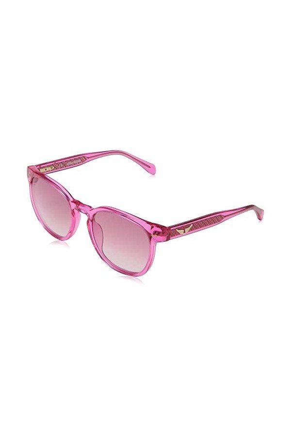 Zadig & Voltaire Szv323 Lunettes de Soleil, Shiny Transparent Fuxia, 53 Femme