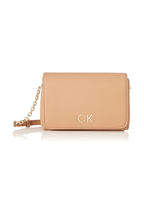 Calvin Klein Sac Femme Re-Lock Shoulder Bag Flap Petit Modèle, Rose Cafe Au Lait , Taille Standard