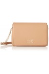 Calvin Klein Sac Femme Re-Lock Shoulder Bag Flap Petit Modèle, Rose Cafe Au Lait , Taille Standard