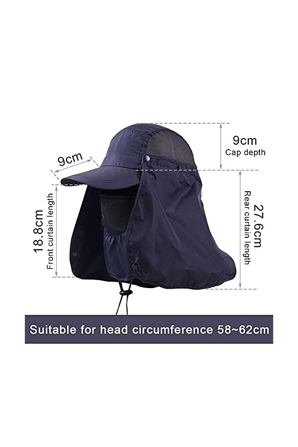 QSXX Chapeau de Pêche Protection UV Protection Solaire Casquette UPF 50+ Chapeaux de Pêche Respirants avec Protection UV à 36
